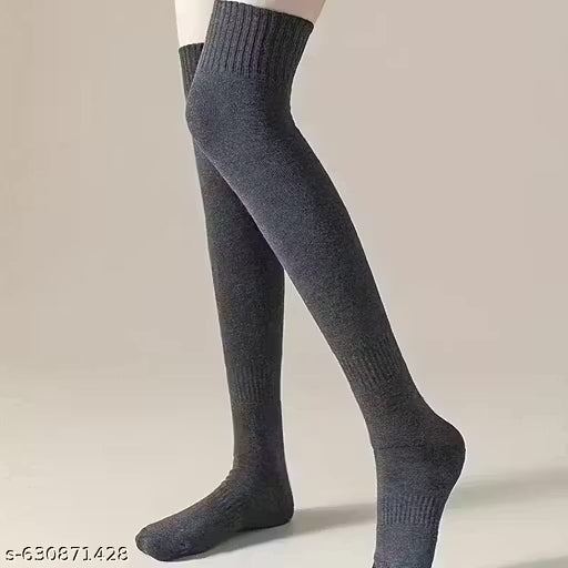 🩶Woolen Grey Socks pack of 3 - Ultra Warm ❄️ Thigh-Length 🧦 – Soft|Stretchy|Skin Friendly 🫶